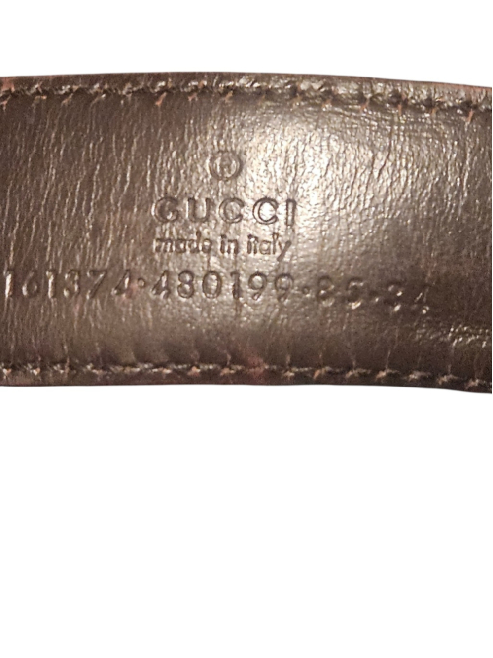 Gucci Brown Leather Belt with Gold Buckle, Size 34 - Picture 4 of 16